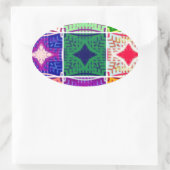 Mooi verbazingwekkend Afrikaans geruit print patro Ovale Sticker (Tas)