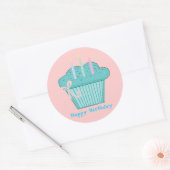 Mooi verjaardagscupcakeje ronde sticker (Envelop)