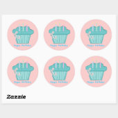 Mooi verjaardagscupcakeje ronde sticker (Vel)