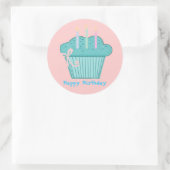 Mooi verjaardagscupcakeje ronde sticker (Tas)