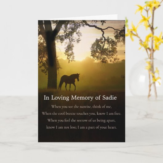 Mooi verlies van sympathie voor paarden Aangepaste Kaart (Gele Bloem)