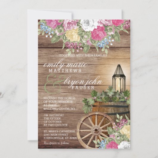 Mooi Verweerd Hout met Kleurrijke Bloemen Kaart (Voorkant)