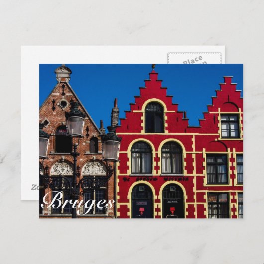 Mooi Vierkant Markt van het Briefkaart van Brugge (Voorkant / Achterkant)