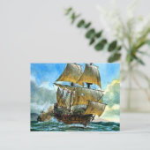 mooi vieruitgerust schip briefkaart (Staand voorkant)
