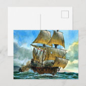 mooi vieruitgerust schip briefkaart (Voorkant / Achterkant)