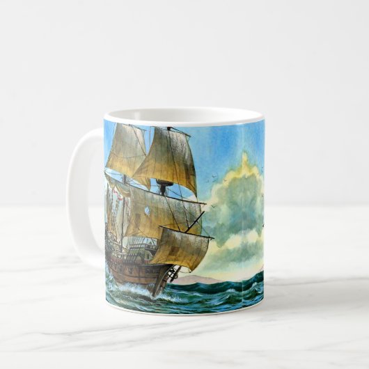 mooi vieruitgerust schip koffiemok (Voorkant links)