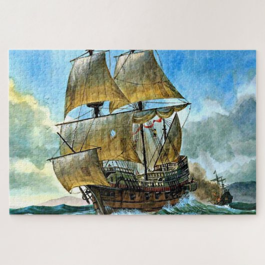mooi vieruitgerust schip legpuzzel (Horizontaal)