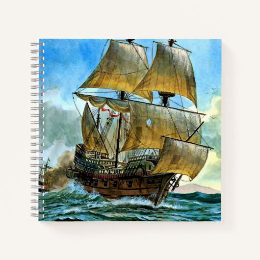 mooi vieruitgerust schip notitieboek (Voorkant)