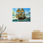 mooi vieruitgerust schip poster (Keuken)