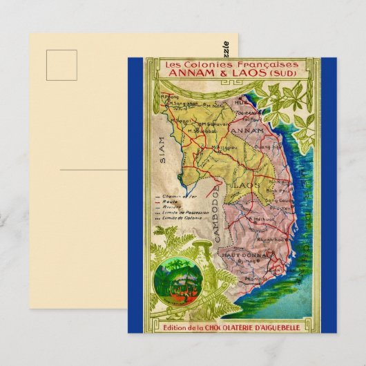 Mooi Vietnam Laos Kaart Briefkaart (Voorkant / Achterkant)