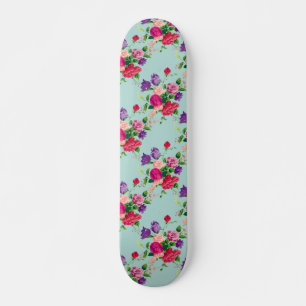 mooi, vintage, mint, bloem, roze, schattig, meisje skateboard