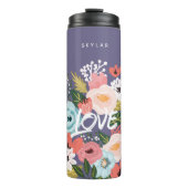 Mooi Violet Botanisch Bloeiend Bloempatroon Thermosbeker (Voorkant)