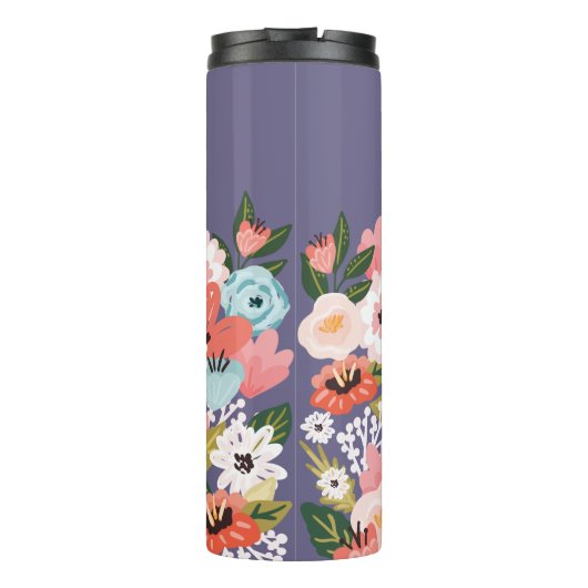 Mooi Violet Botanisch Bloeiend Bloempatroon Thermosbeker (Achterkant)