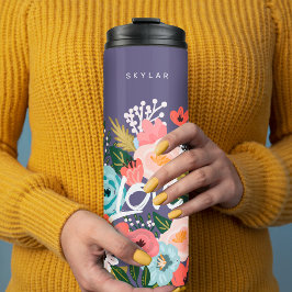 Mooi Violet Botanisch Bloeiend Bloempatroon Thermosbeker