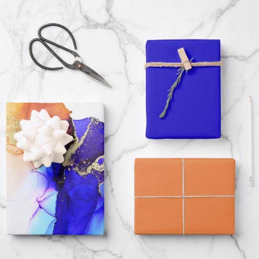 Mooi Violet Oranje goud Abstract Inpakpapier Vel (Voorkant)