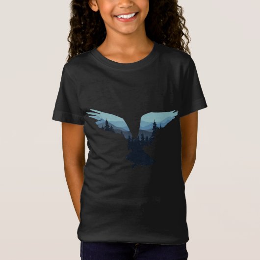Mooi vliegend Eagle Night Sky Forest Bird Silho T-shirt (Voorkant)