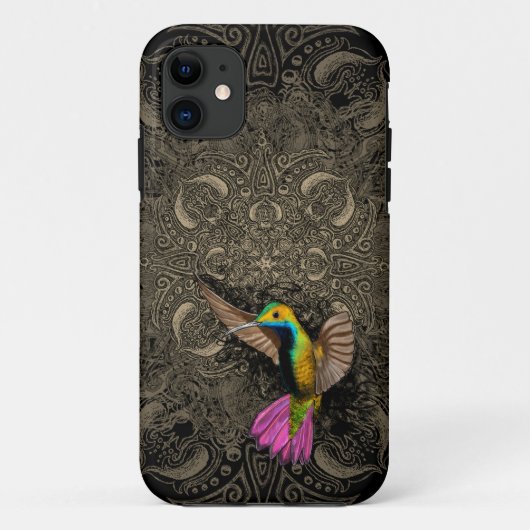 Mooi vliegende kolibrie zwevend Mehndi Mandala Case-Mate iPhone Case (Achterkant)