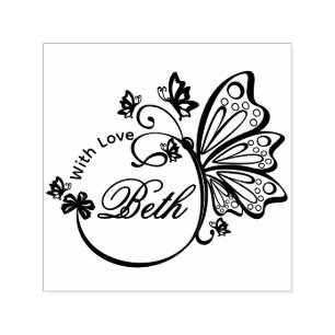 Mooi Vlinder Frame “Met Liefde”, 4 Letter Naam Zelfinktende Stempel