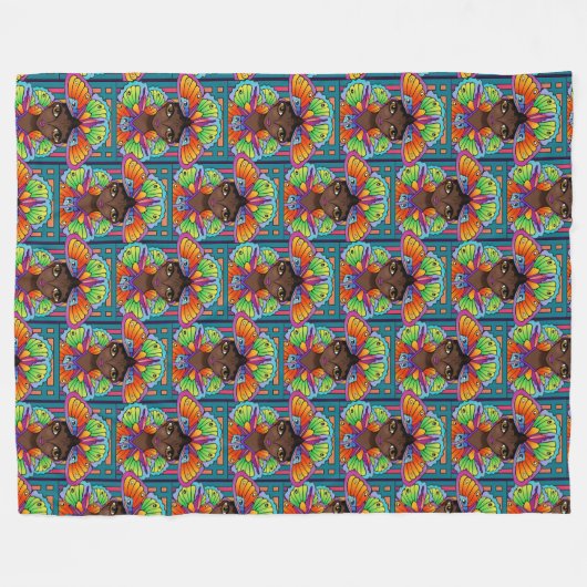 Mooi vlinder meisje fleece deken (Voorkant (Horizontaal))