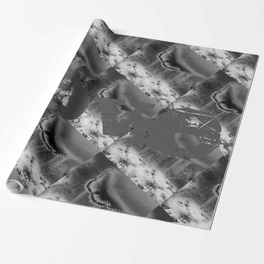 mooi vlinderdarm, ZWART, verlooppapier Cadeaupapier (Uitgerold)