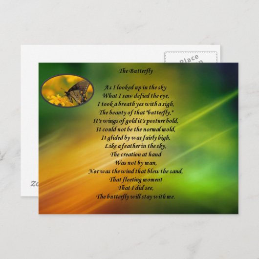 Mooi vlindergedicht. briefkaart (Voorkant / Achterkant)