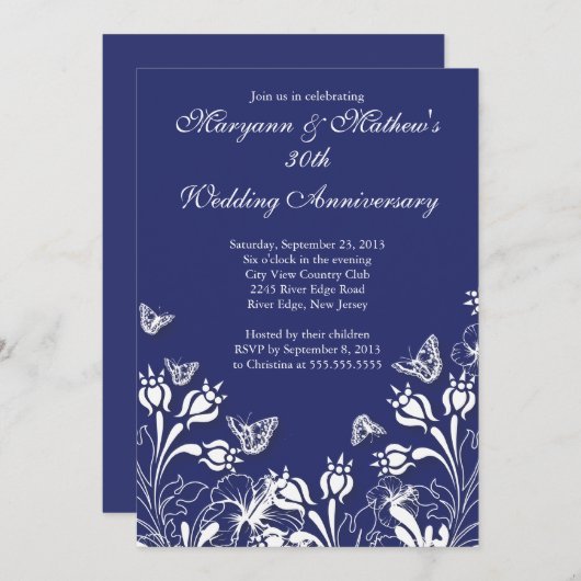 Mooi Vlindertuin Huwelijksjubileum Kaart (Voorkant / Achterkant)