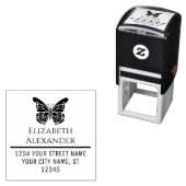 Mooi vlindervorm naam retouradres #1  zelfinktende stempel (In situ)