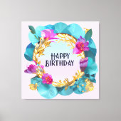 Mooi vogelfeest Floral Wreath Canvas Afdruk (Voorkant)