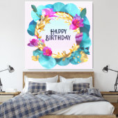 Mooi vogelfeest Floral Wreath Canvas Afdruk (Insitu (Slaapkamer))