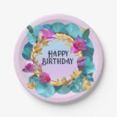Mooi vogelfeest Floral Wreath Papieren Bordje (Voorkant)