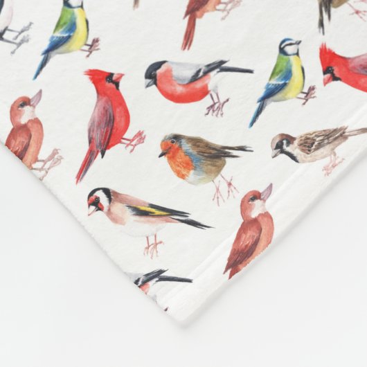 Mooi vogelpatroon. Heldere aquarel vogels Fleece Deken (Hoek)