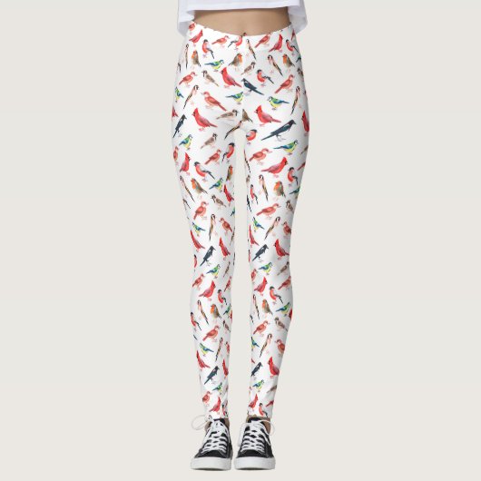 Mooi vogelpatroon leggings (Voorkant)