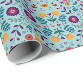 Mooi Volkskunst Bloemen Patroon Cadeaupapier (Rol Hoek)