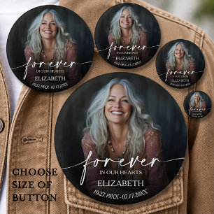 Mooi Voor altijd in onze harten Foto-herdenking Ronde Button 7,6 Cm