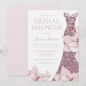 Mooi Vrijgezellenfeest Blush Roos Gouden Jurk Kaart (Voorkant / Achterkant)