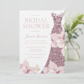 Mooi Vrijgezellenfeest Blush Roos Gouden Jurk Kaart (Staand voorkant)