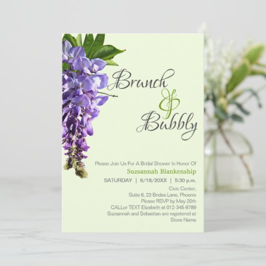Mooi Vrijgezellenfeest van Wisteria Brunch Kaart (Staand voorkant)