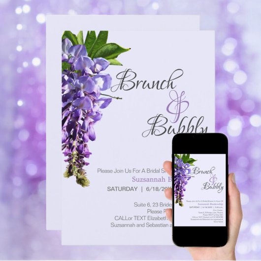 Mooi Vrijgezellenfeest van Wisteria Brunch Kaart