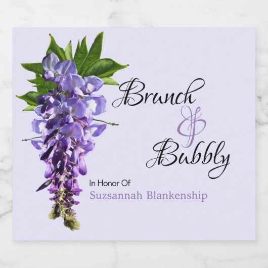 Mooi Vrijgezellenfeest van Wisteria Brunch Sparkling Wijnetiket (Enkel label)