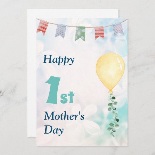 Mooi vrolijk 1e Moederdag kaart (Voorkant / Achterkant)