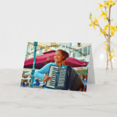Mooi Vrouw Accordionist Verjaardag Kaart (Gele Bloem)