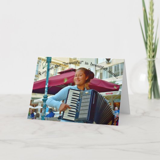 Mooi Vrouw Accordionist Verjaardag Kaart (Voorkant)