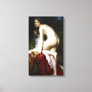 Mooi Vrouw Bather (door Bouguereau) Canvas Afdruk