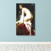 Mooi Vrouw Bather (door Bouguereau) Canvas Afdruk (Insitu (Houten vloer))