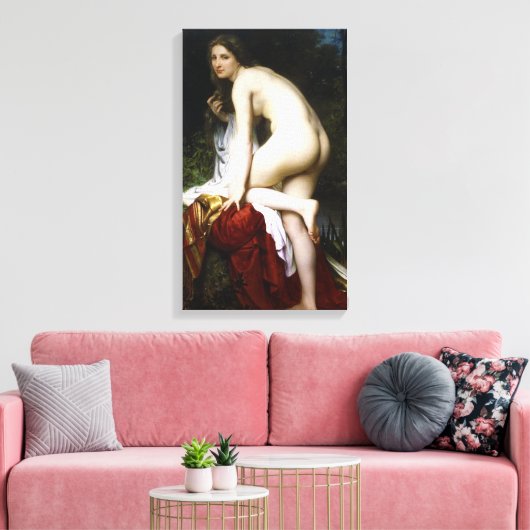 Mooi Vrouw Bather (door Bouguereau) Canvas Afdruk (Insitu (Woonkamer))