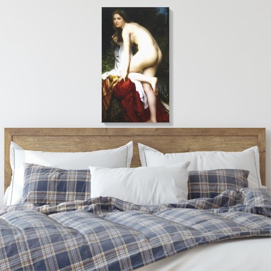 Mooi Vrouw Bather (door Bouguereau) Canvas Afdruk (Insitu (Slaapkamer))