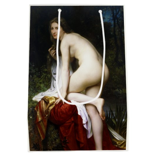 Mooi Vrouw Bather (door Bouguereau) Medium Cadeauzakje (Achterkant)