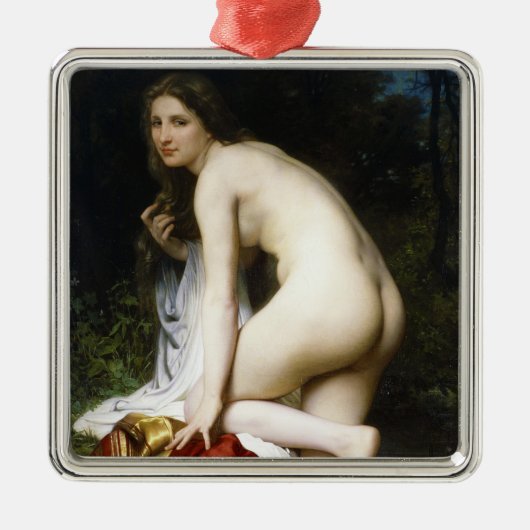 Mooi Vrouw Bather (door Bouguereau) Metalen Ornament (Voorkant)