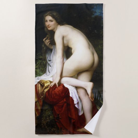 Mooi Vrouw Bather (door Bouguereau) Strandlaken (Voorkant)