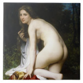 Mooi Vrouw Bather (door Bouguereau) Tegeltje (Voorkant)